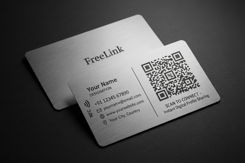 freelink-Silver Metal NFC Card with qr-code-Free Digital Profile/Mini Website