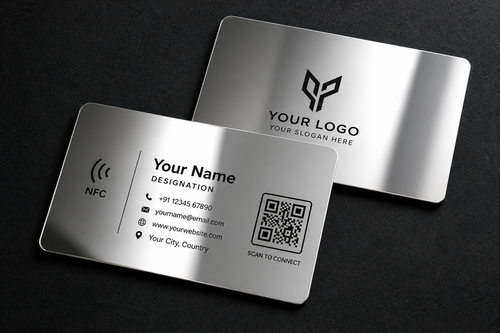 freelink-Silver Metal NFC Card with qr-code-Free Digital Profile/Mini Website